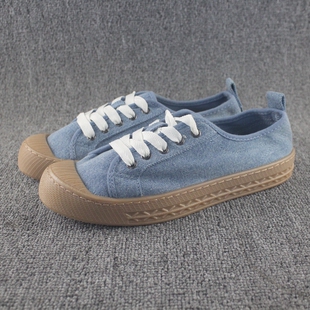 记忆垫女鞋 春夏季 女青年系带布鞋 男女低帮透气休闲板鞋 英国 帆布鞋