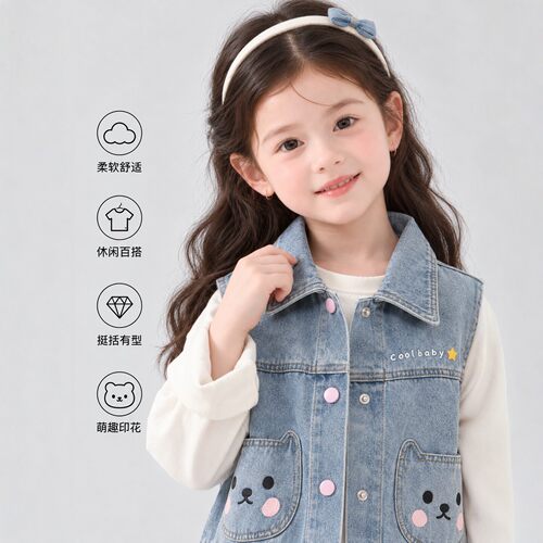 Uamtor女童秋冬牛仔马甲外套