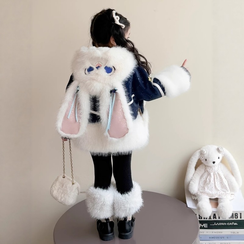 法国Uamtor女小童兔子警官仿皮草外套秋冬2025新款加绒加厚毛毛衣,童装/婴儿装/亲子装,普通外套,淘宝优惠券,粉丝福利购,淘宝优惠卷