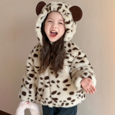 法国Uamtor豹纹皮草水貂绒毛毛衣