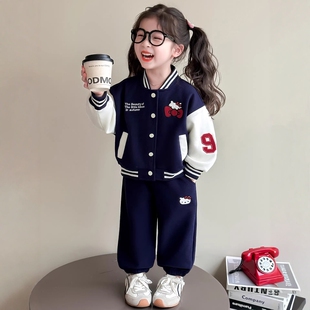 法国Uamtor女童洋气春秋运动棒球服两件套宽松2026款 时髦宝宝套装