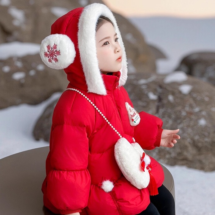 Uamtor女童圣诞红色羽绒服拜年服