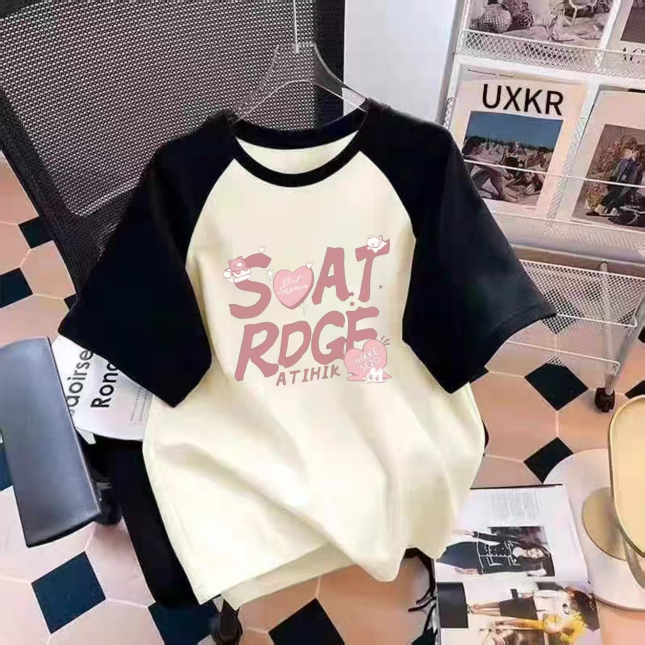 中大童纯棉短袖t恤2025夏装女童宽松百搭半袖圆领洋气打底衫上衣