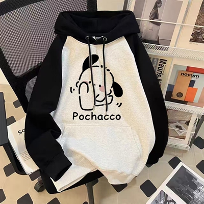 女童帕恰狗纯棉插肩袖拼色连帽