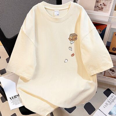 女童夏季纯棉宽松短袖T恤美式