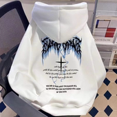 男童美式 高街潮牌闪电十字架印花纯棉连帽卫衣儿童秋冬季 宽松上衣