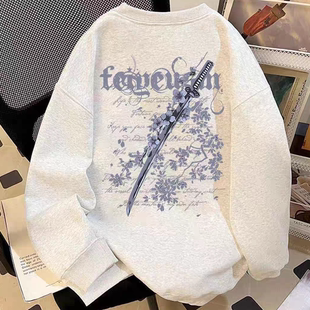 男女童秋冬新款加绒加厚纯棉美式复古超酷圆领卫衣中大儿童上衣服