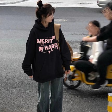 女童卫衣ins风加绒加厚秋冬季新款中大童宽松女孩百搭学生上衣