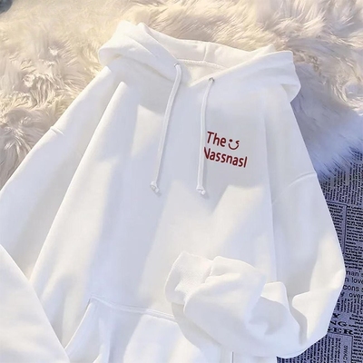 中大童白色笑脸印花美式潮牌卫衣