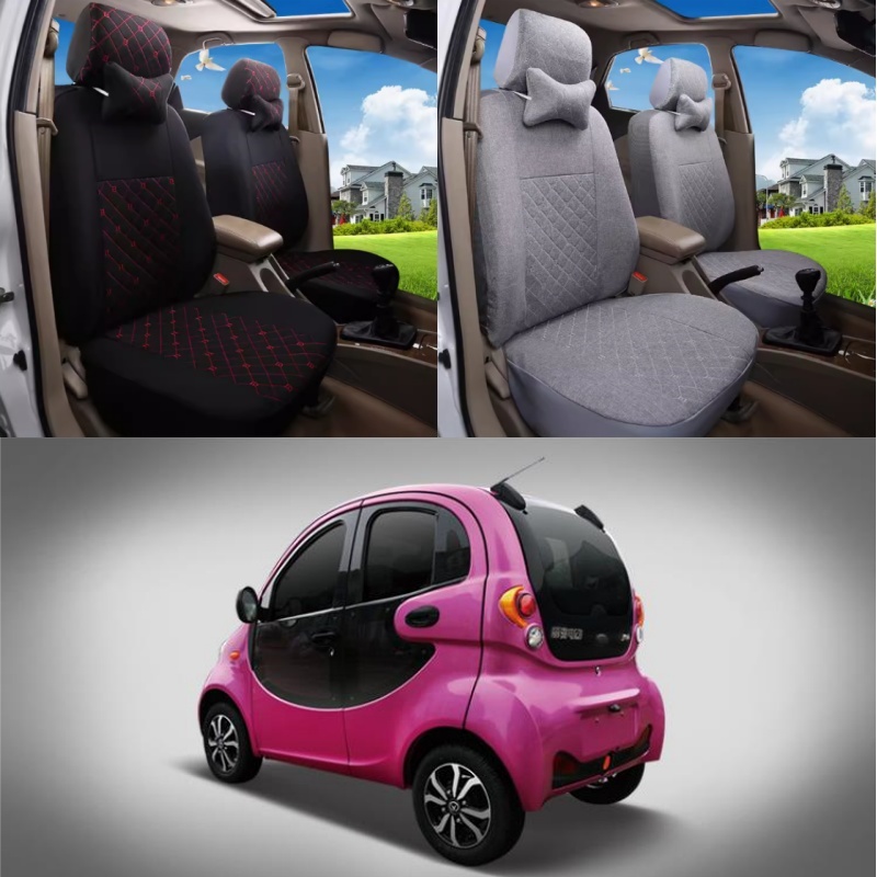 定做丽驰米咖电动四轮车汽车座套坐垫座椅套全包亚麻布艺四季通用