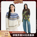 【多多买手店】飞鸟和新酒拼接设计感圆领套头衫上衣