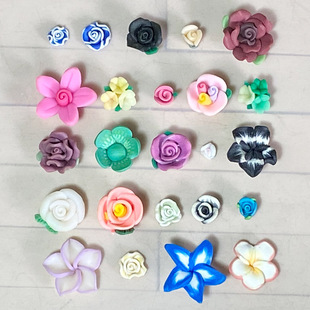 迷你软陶花 24款 花朵贴片 有些有孔BJD娃衣古装古风耳环耳头饰OB
