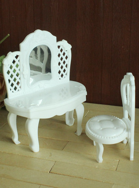 迷你梳妆台和椅子 白色 12分BJD娃娃用道具 娃屋家具OB11粘土人
