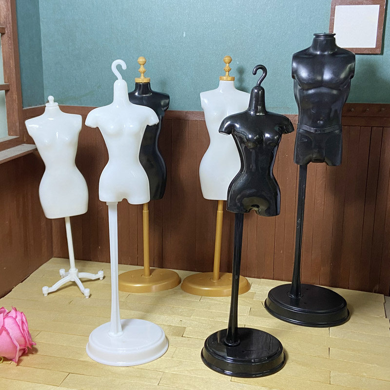 白色黑色金色 男女人形模特 人台 展示衣服架 6分迷你 娃娃用摆件