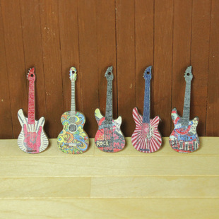 迷你木制吉他 贝斯 印花乐器 12分BJD娃娃OB11用道具GSC摆件娃屋