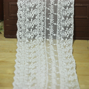 1元1米 宽约15cm本白色网纱玫瑰刺绣花朵花边 古风手工DIY娃衣BJD