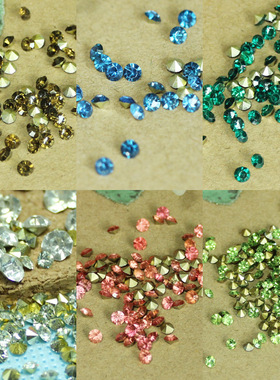 1元100个 迷你1.5-5mmSS 尖底圆形水钻彩色镶钻diy补钻小钻微钻饰