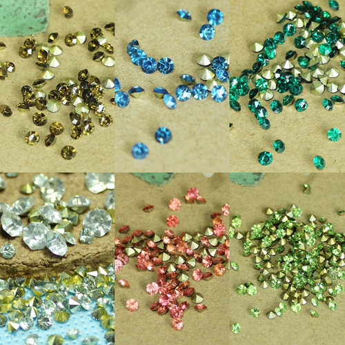 迷你1.5-5mmSS尖底圆形水钻彩色