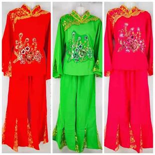 新款秧歌服装女广场舞扇子舞服装麻纱袄裤东北大秧歌服舞台表演服