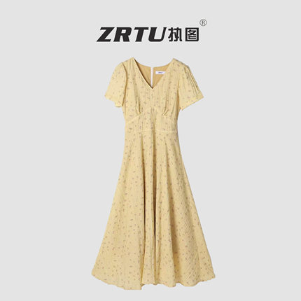 【蜜蜂欢乐社】ZRTU/执图V领碎花连衣裙衣服裙子长裙ZR2541