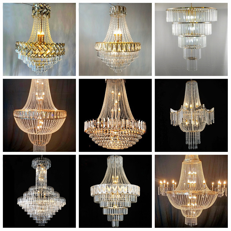 新款婚庆欧式水晶吊灯婚礼堂铁艺电镀多层吊顶装饰灯婚庆道具