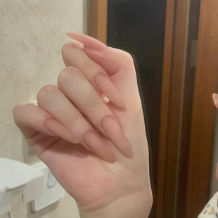 冰透裸色手工穿戴甲短款磨砂本甲色自然透色指甲百搭显白美甲成品