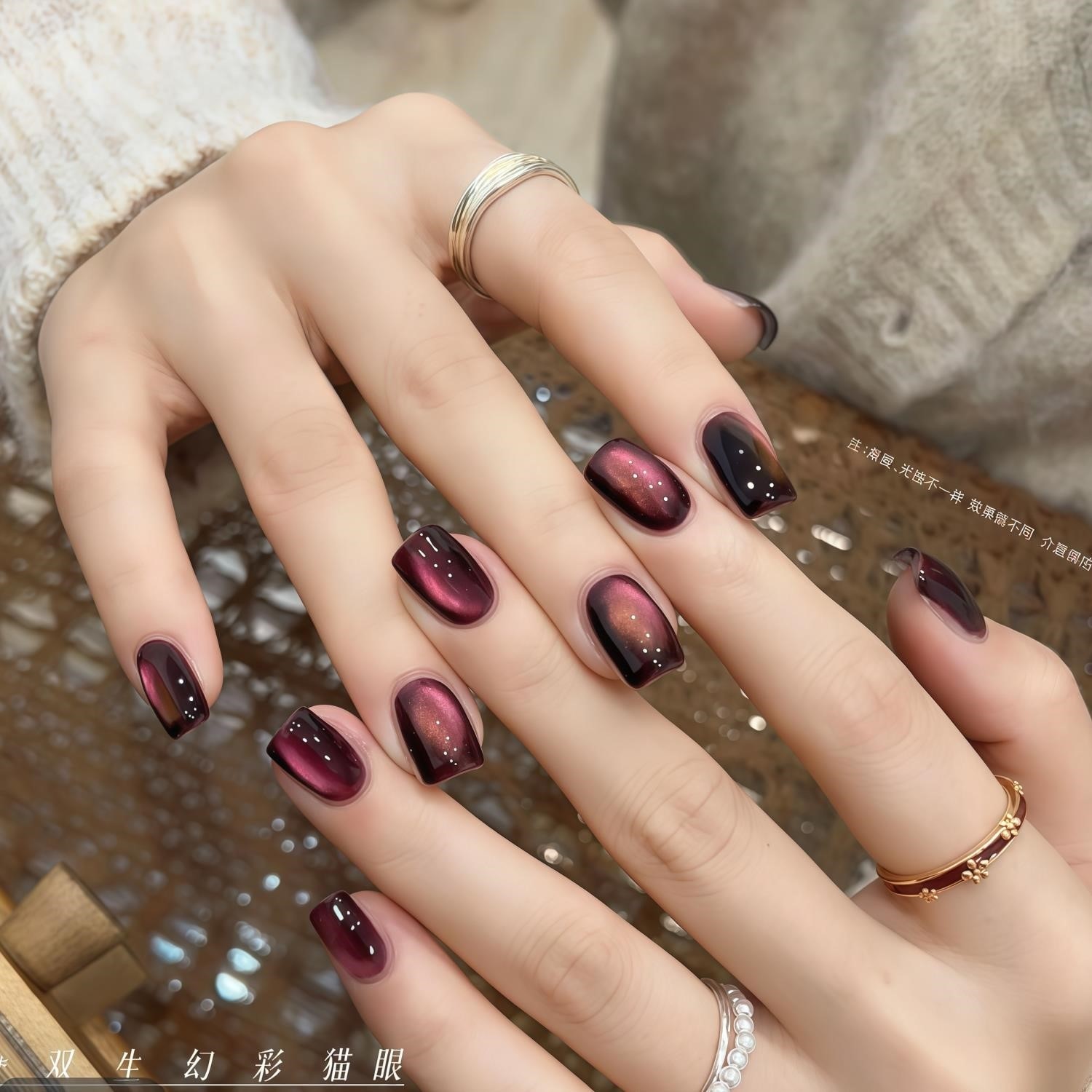 夏季高级感纯手工定制猫眼玻璃珠紫底鸳鸯新款穿戴甲2026新年款,彩妆/香水/美妆工具,穿戴甲/甲片,淘宝优惠券,粉丝福利购,淘宝优惠卷