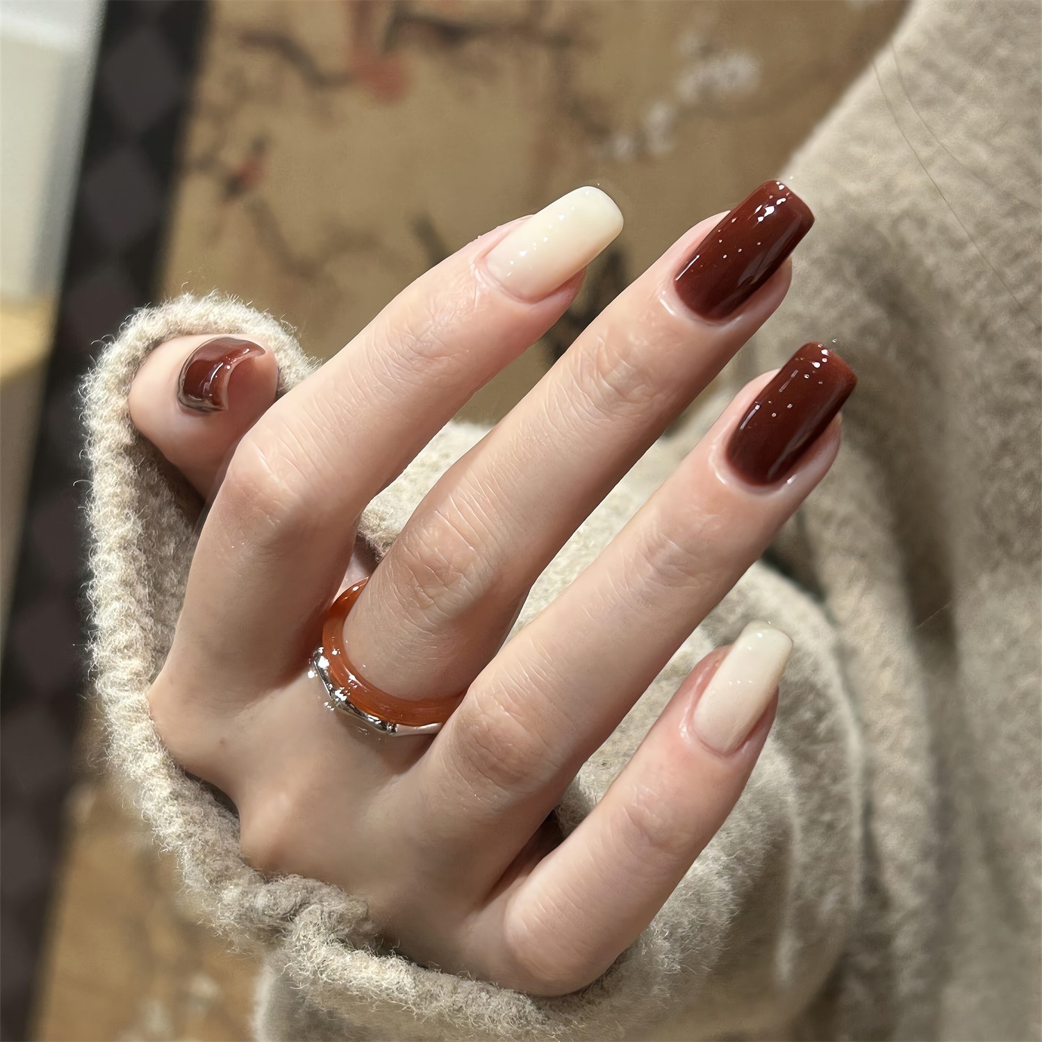 秋冬手工穿戴甲2026年新款枫叶红穿戴甲片网红跳色简约美甲婚甲,彩妆/香水/美妆工具,穿戴甲/甲片,淘宝优惠券,粉丝福利购,淘宝优惠卷