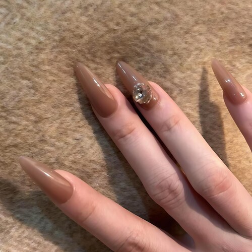 手工定制穿戴甲裸色闪钻美甲贴片成品假指甲可拆卸新娘孕妇显白