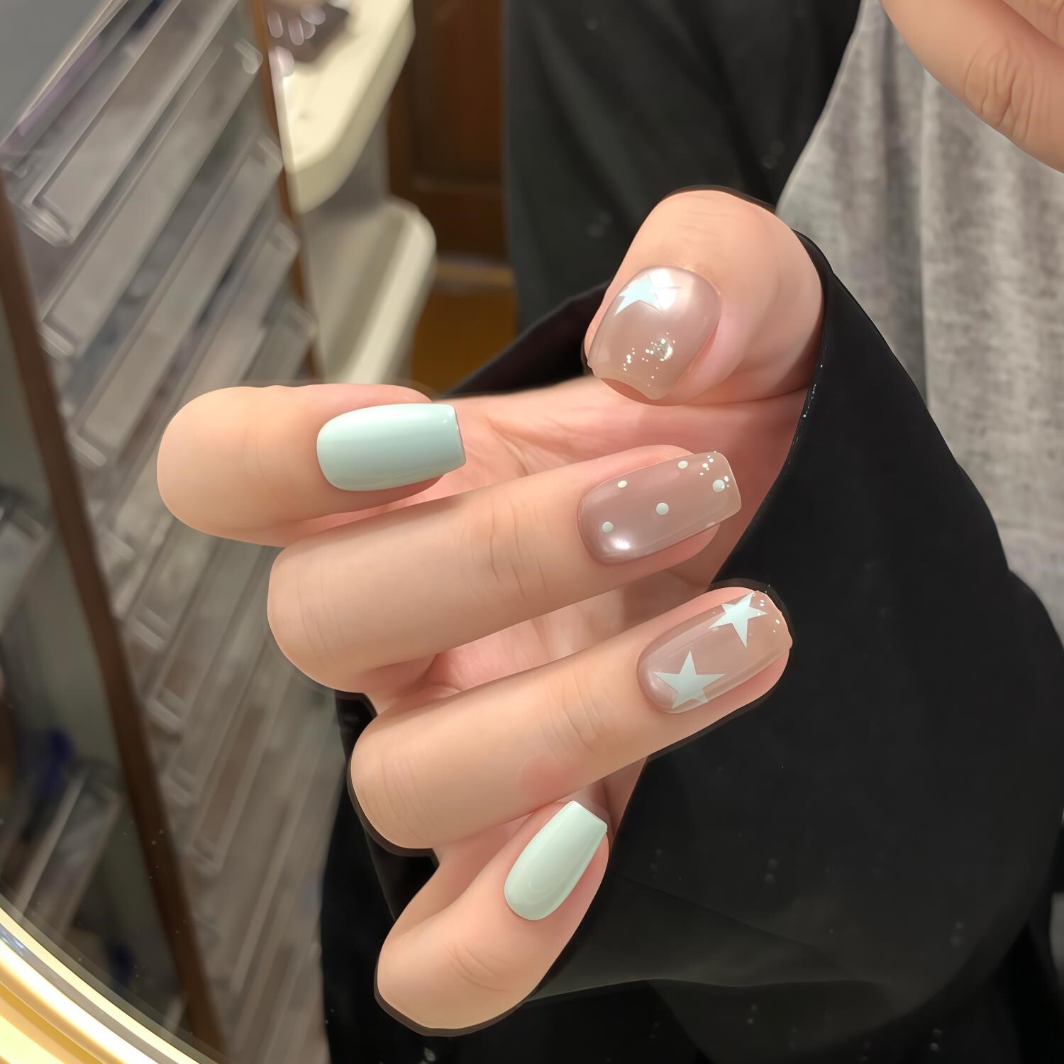 简约短款韩系ins清新日常通勤可爱美甲少女甜美高级假指甲穿戴甲