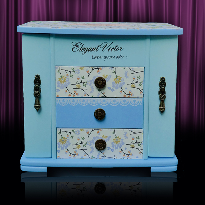 欧式公主首饰盒木质化妆盒饰品盒珠宝手饰盒生日礼物送女友闺蜜