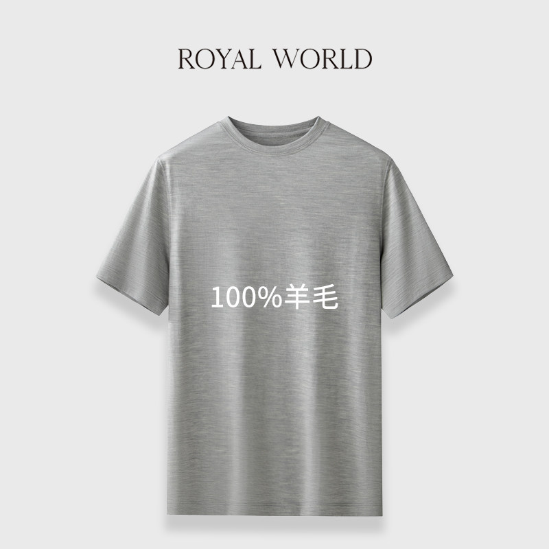 【100%羊毛可机洗】高端纯美利奴羊男士短袖T恤夏季薄款圆领羊毛