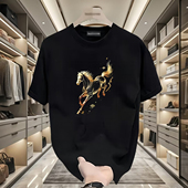 2026马年中国风衣服国潮短袖 男女新年一家人红色喜庆t恤情侣服装