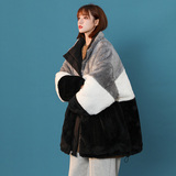 中性风灰灰X707P100148保暖立领羊羔毛撞色双面穿刺绣棉衣潮，男装棉衣，星座704（原B229）