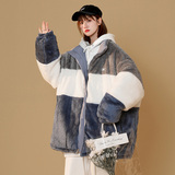 中性风灰灰X707P100148保暖立领羊羔毛撞色双面穿刺绣棉衣潮，男装棉衣，星座704（原B229）