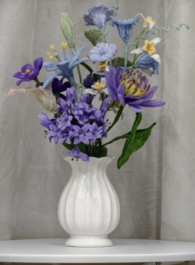 纯手工百合牵牛百子莲扭扭棒花假花摆设饰品插花束摆件花艺摆设