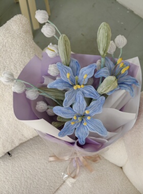 纯手工百合铃兰花束扭扭棒花假花摆设客厅餐桌装饰品插花束摆花艺