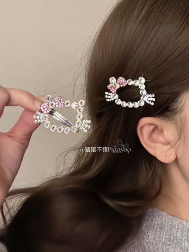 韩国水晶发夹重工水钻鸭嘴夹发卡轻奢可爱kt夹子发饰品