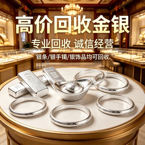 白银回收9999.990.925白银戒指银吊坠银手镯纯银银条金包银18k金