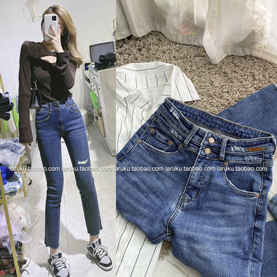 代嘉儿小直筒弹力牛仔小直筒九分