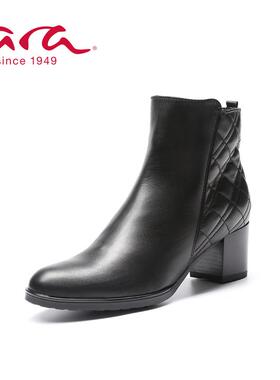 ara德国鹦鹉秋冬拉链一脚蹬深口英伦休闲小粗中跟女靴G楦20A16979