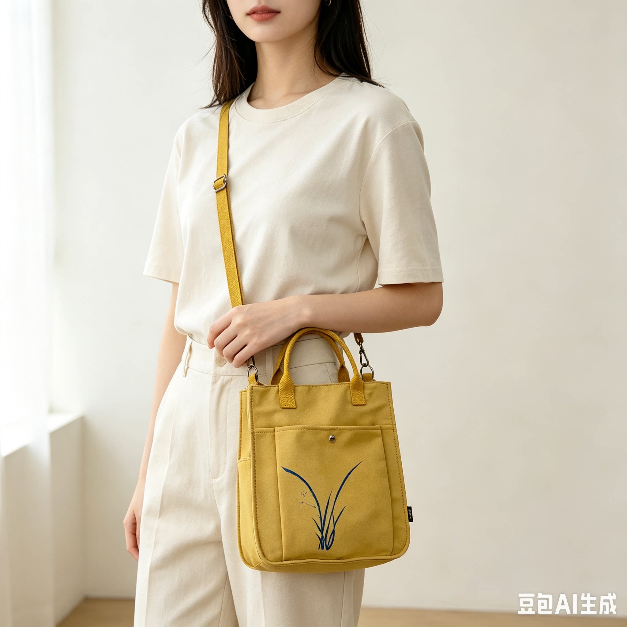 原创手工立体彩绘小兰 单肩斜挎包女款文艺清新复古中国风