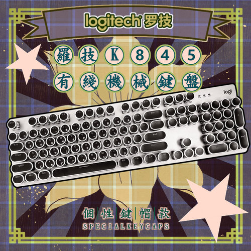 罗技K845有线机械键盘 复古台湾仓颉注音游戏办公 透光青红茶轴