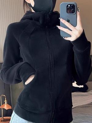 修身摇粒绒收腰卫衣外套女秋冬2025新款洋气开衫加绒加厚抓绒衣服