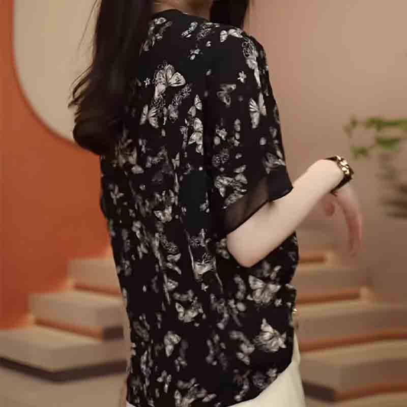 碎花短袖雪纺衫女士夏季2026新款显瘦小个子洋派减龄T恤小衫上衣