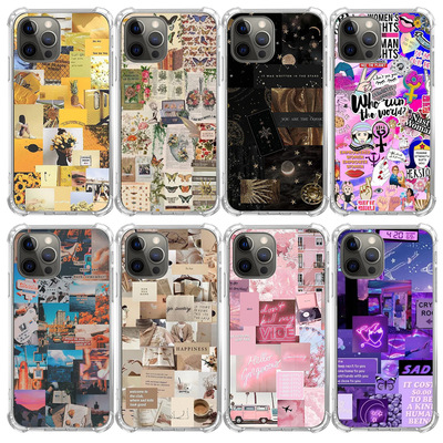 复古70年代适用iPhone14prmax创意嬉皮彩虹13pro四角15软12保护套