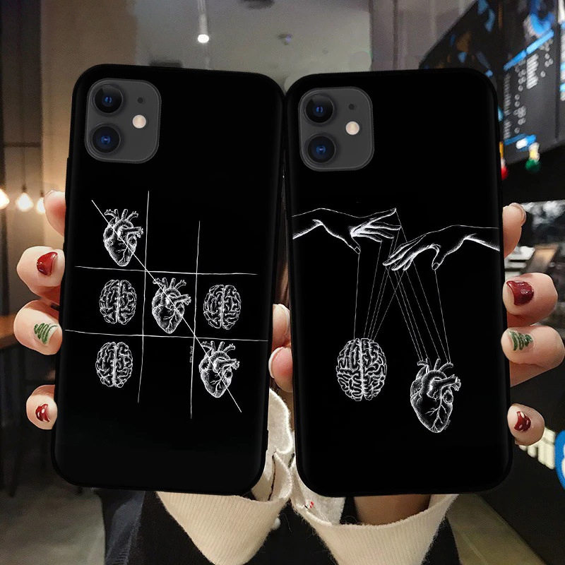 适用iPhone15手机壳苹果14plus个性13promax创意12mini美术生抽象艺术白色线条花朵11软外套后