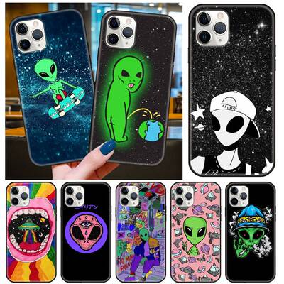适用iPhone15promax卡通14plus可爱恶搞外星人爱地球涂鸦苹果13手机壳12全包软套11phonecase