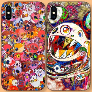 日本村上隆骷髅头适用于苹果iPhonex xs xr max y97 磨砂手机壳套