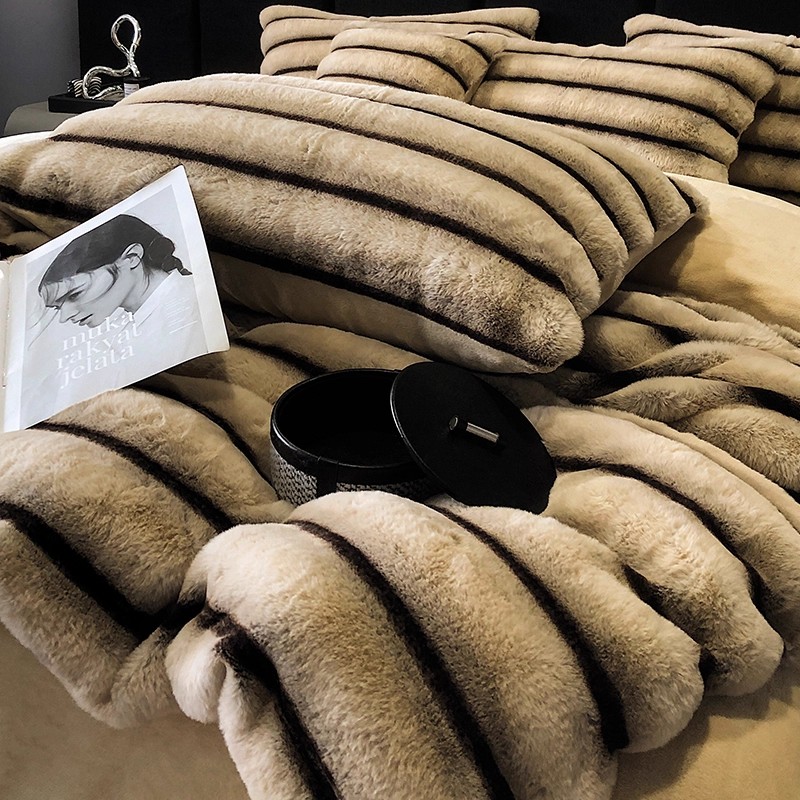 兔毛绒冬季四件套加厚保暖牛奶绒床单被套双面毛绒珊瑚绒床上用品